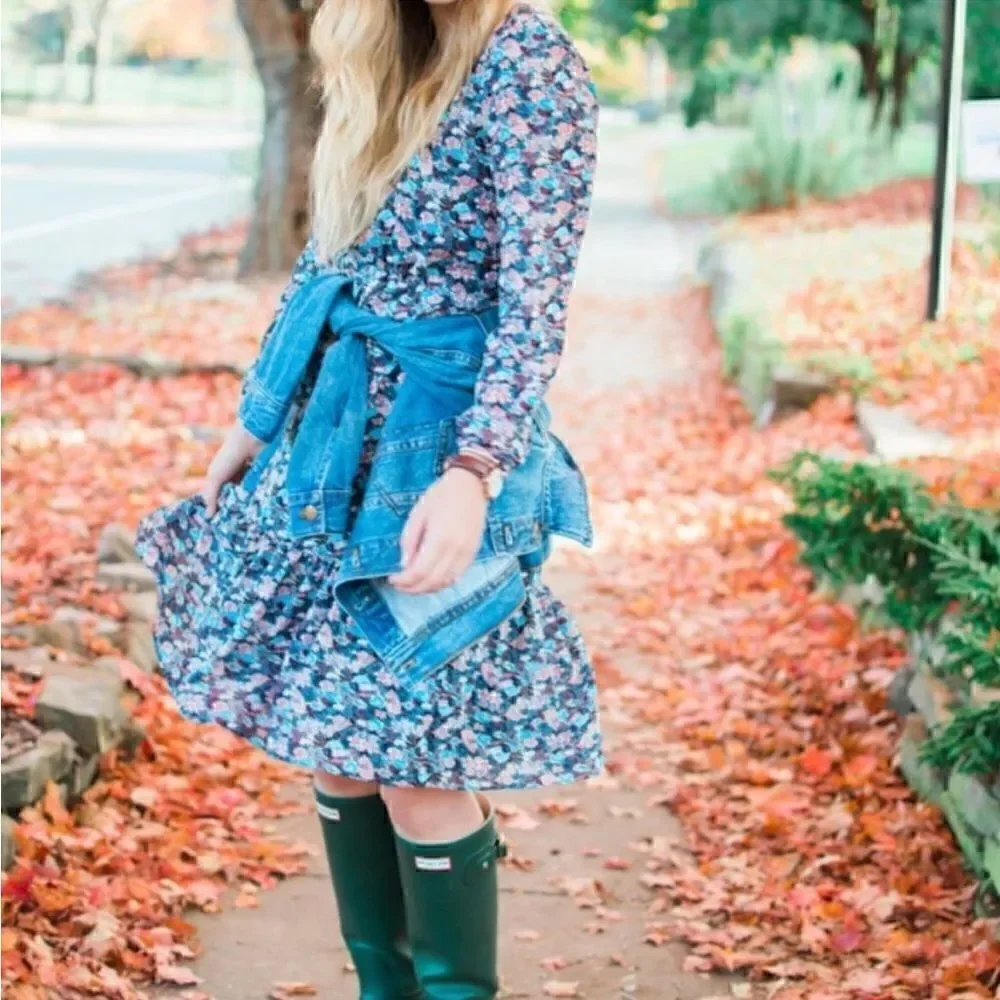 J. CREW Ruffle Hem Dress Paisley Floral